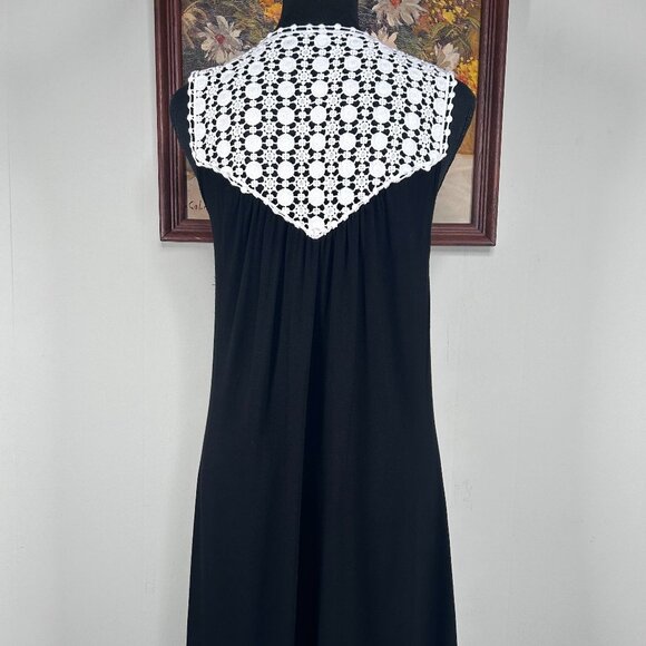 Kenneth Cole Reaction A-Line Dress Women's Medium Black White Crochet Casual - Picture 4 of 13